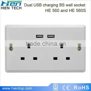 2 Gang Electrical Outlet 2 USB Wall Socket UK thumbnail-1