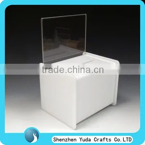 Durable Tabletop Clear White Acrylic Voting Box Acrylic Suggestion Box Acrylic Donation Box Non-transparent thumbnail-1