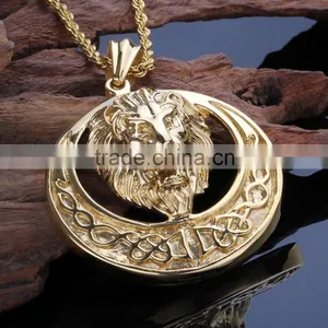 2015 New Design High Polish Animal Head Gold Coin Pendant thumbnail-5