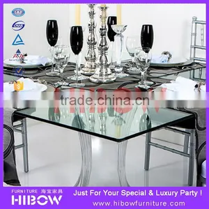 Hibow Furniture Modern Tempered Glass Party Table thumbnail-2