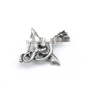 Personality Mens Silver Casting Stainless Steel Factory Punk Snake Pendants Skull Charm thumbnail-4
