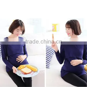 Solid Plus Size Pregnancy Maternity Shirt Peek A Boo Long Sleeve thumbnail-3
