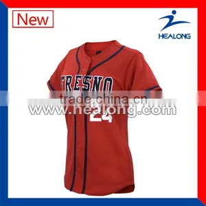 Customized Logo Plain Red Women Softball Uniform thumbnail-1
