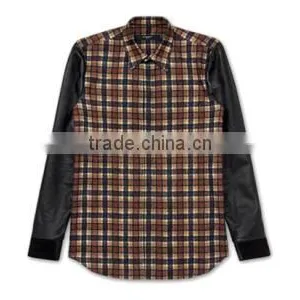 2014 Mans Fashionable Sweatshirt With Leather Sleeves thumbnail-1