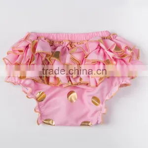 2016 Baby Bloomer Wholesale Price Cotton Baby Girl Flower Bloomer Top Quality Kids Gold Polk Dot x Bloomer From China thumbnail-5