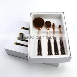 Toothbrush Makeup 4pieces Multi-purpose Rose Gold Oval Make up Brushes Set thumbnail-5