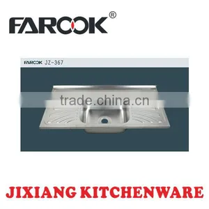 Apron Single Bowl Double Tray Stainless Steel Welding Sink thumbnail-1