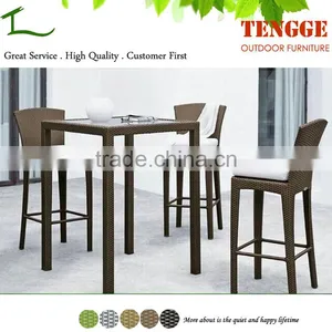 Rattan Bar Chair Set High Top Bar Tables and Chairs thumbnail-1