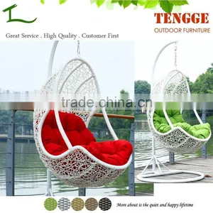 TG15-0146 Outdoor Furniture White Synthetic Rattan Wicker Swing Chair thumbnail-2