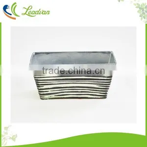 Metal Balck White Flower Desk Square Decorative Pot thumbnail-2
