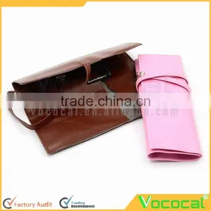 PU Leather Bandage Style Pen Bag Pencil Case Cosmetic Pouch Storage Bag Makeup Pouch With 3 Gel-ink Pens thumbnail-1