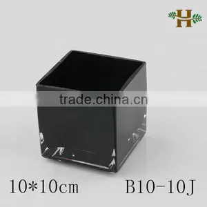 Simple Black Square Glass Vase, Handmade Home Use Glassware thumbnail-1
