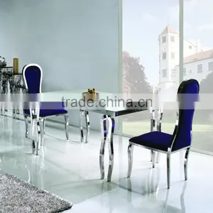 TH287 Stainless Steel Cheap Price Glass Top Dining Table thumbnail-2