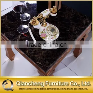 Rose Gold Side Table Marble Top Corner Table thumbnail-3