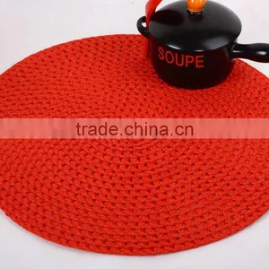 Red Color Round Woven Placemat thumbnail-1