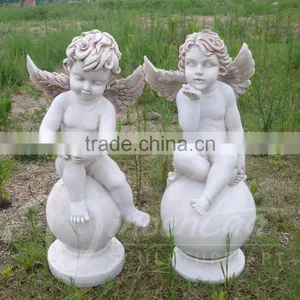 Garden Decoration Resin Crafts Life Size White Little Boy Angel Statue Hot Sale thumbnail-1