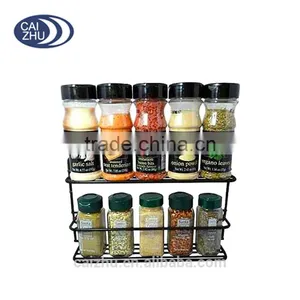 Kitchen Decor Black Wall Mount Steel 2-Shelf Spice Rack Organizer Storage Holder thumbnail-2