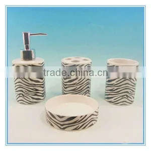 Hot Sale Full Printing Round White Dehua 4pcs Ceramic Bathroom Accessories thumbnail-1