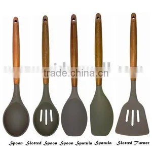 SP-1545 New Product Wooden Handle Silicone Kitchen Tool Set thumbnail-1