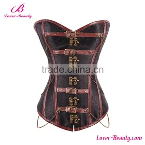 Cheap Brown Buckle up Women Steampunk Witch Corset thumbnail-1