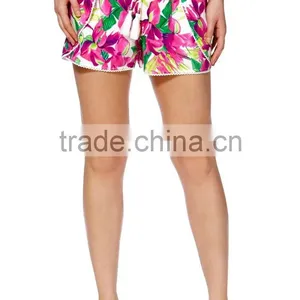 Wholesale 4 Way Stretch Women Tropical Floral Print Board Shorts Beach Shorts thumbnail-3