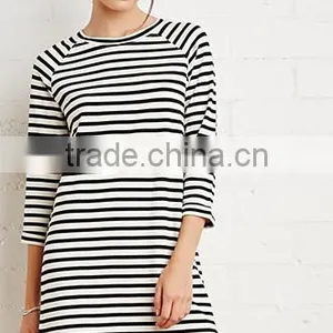 Classic Stripes Straight 7 Minutes of Sleeve Dress thumbnail-2