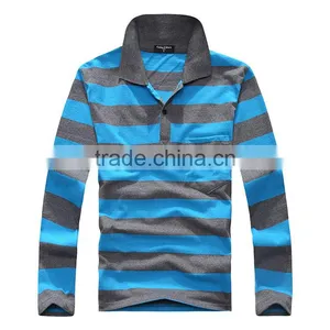2016 Factory Sale Brand Classic Pure Cotton Mens Striped Polo Shirt Long Sleeve Contrast Color Design Sport Shirts for Man thumbnail-4