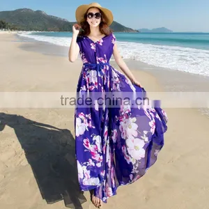 Z&M Maxi Beach Dress Ladis Maxi Dress Floral Maxi Dress Sleeveless thumbnail-1