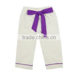 2017 New Style Baby Loose Casual Pants With Big Bowknot Wholesale Girls Seersucker Pants thumbnail-2