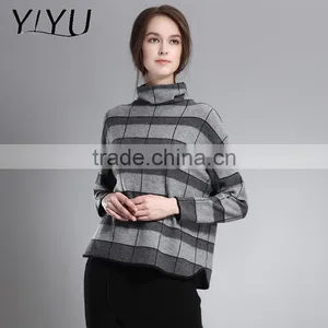 Winter Fall Cashmere Pullover Women Long Sleeve Geometric Knit Sweater thumbnail-2