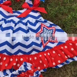2015 Chevron Baby Girls Swing Top Set July 4th Swing Outfits With Matching Necklace and Bow Set thumbnail-2