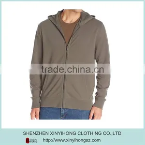 Full Zip Down Design 100% Cotton Mens Hoodies Custom Screen Printing Logo thumbnail-1