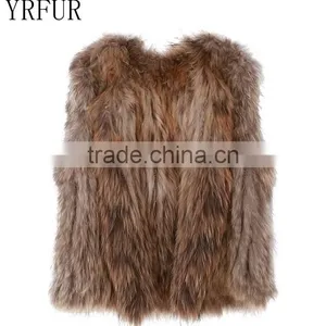 YRFUR YR725 Basic Style Raccoon Fur Gilet Women Hand Knit Fur Vest thumbnail-2