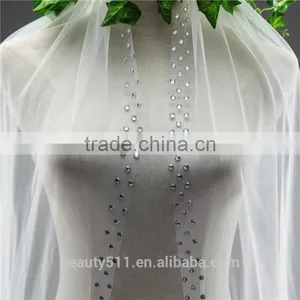 2017 Wholesale Wholesale White Wedding Lace Bridal Veils Long Tulle Veils HL01 thumbnail-6