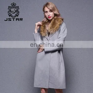 2017 In The Long Section Of Double Sided Cloth Cashmere Coat With Big Fur Collar thumbnail-2
