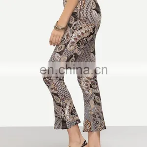 High Quality Custom Pants Wholesale Multicolor Tribal Print Flare Trousers New Style thumbnail-4
