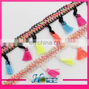 Factory Price Pom Pom Chain Mixed Colors Lace Trimming Tassel Fringe Trim thumbnail-4
