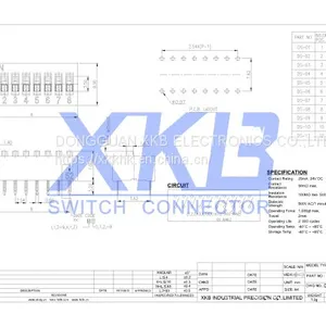 China XKB Brand 2.54mm Space Pin(1-12) Vertical In-line Type DIP Switch thumbnail-2