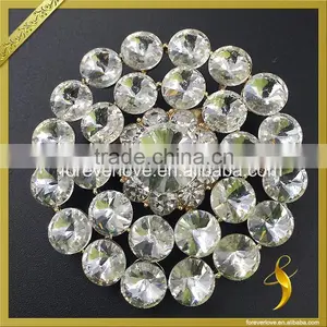 Costume Jewelry Brooches Flower Rhinestone Hair Brooches Bling Rhinestone Brooches for Sashes FB-072 thumbnail-2