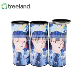 Recyclable Round Shape Packages Re-usable Tin Plug Cardboard Tube Box Packaging for Socks thumbnail-3
