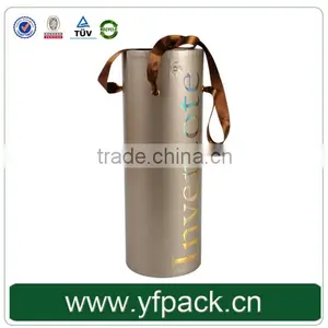 2016 Red Round Hat Box Wholesale/Round Paper Box Template/Round Tube Wine Gift Box thumbnail-4