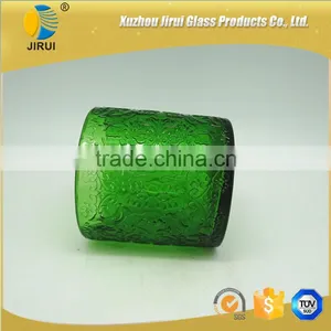 550ml Votive Glass Candle Holder / Green Candle Holder With Embossed Design thumbnail-4