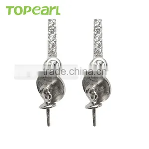 925 Sterling Silver With Cubic Zirconia Pierced Earrings Mounting Jewelry Findings & Components 9EM15 thumbnail-1