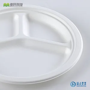 Disposable Biodegradable 10 INCH 3C PLATE Take Away Sugarcane thumbnail-3