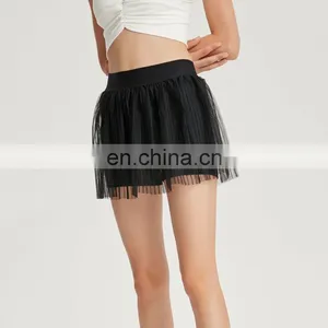 New Mini Pleated Tennis Skirt Sexy Mesh With Side Pocket Shorts Sports Fitness Skirt Women Golf Baseball Wear Apparel thumbnail-1