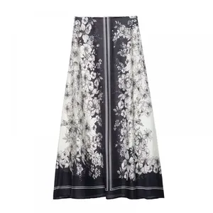 Vintage Floral Sexy Spaghetti Strap Long A-Line Flared Skirt Dress thumbnail-1