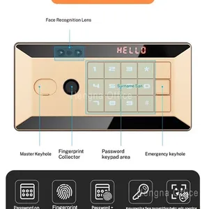 HN-EX50 Solid Steel Biometric Safe, Export Standard, Reinforced Anti-Pry Security Cabinet With Solid Locking Bolts for Commercial Bank and Home Office thumbnail-4