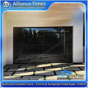 Australian Modern Aluminum Flush Glazed Tempered Glass Panels Sectional Automatic Electric Garage Doors thumbnail-3