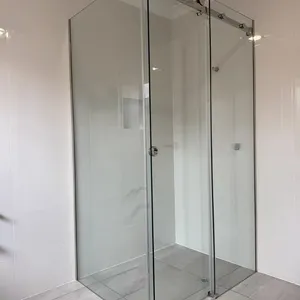 Frameless Sliding Shower Enclosure With 8mm Clear Tempered Glass & Stainless Steel Hardware, Modern Corner Shower Screen for Bathroom thumbnail-1