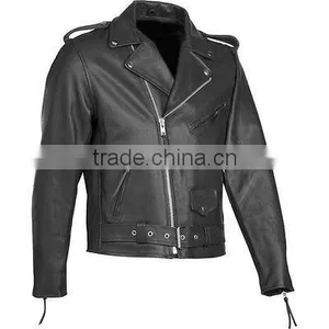 Men's Motorcycle Classic Biker Leather Jacket Style Marlon Brando thumbnail-4